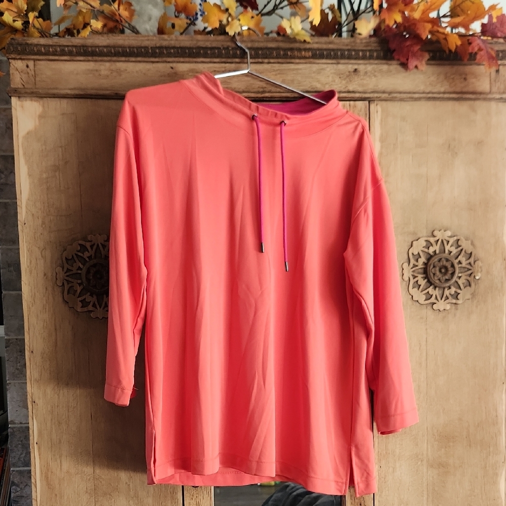 Multiples Vibrant Pink and Coral Top, Size M EUC